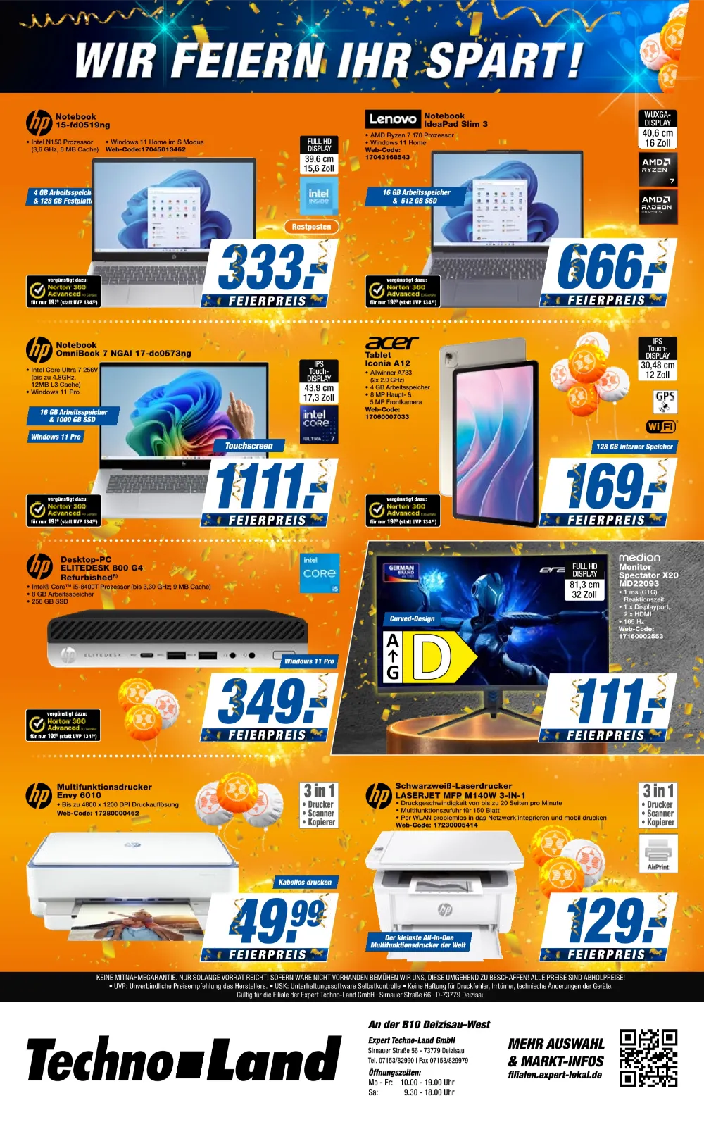 Expert Techno-Land Angebote KW 43 Seite 8 mit angeboten für HP Notebook 15, Lenovo IdeaPad, HP Desktop PC & HP Drucker