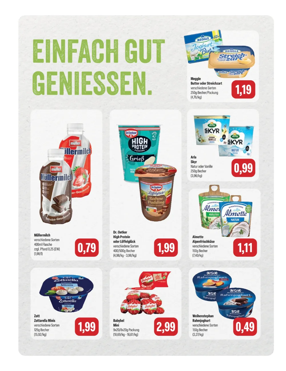Feneberg Angebote KW 43 Seite 6 mit angeboten für Meggle Butter, Müllermilch, Dr. Oetker High Protein, Arla Skyr & Babybel