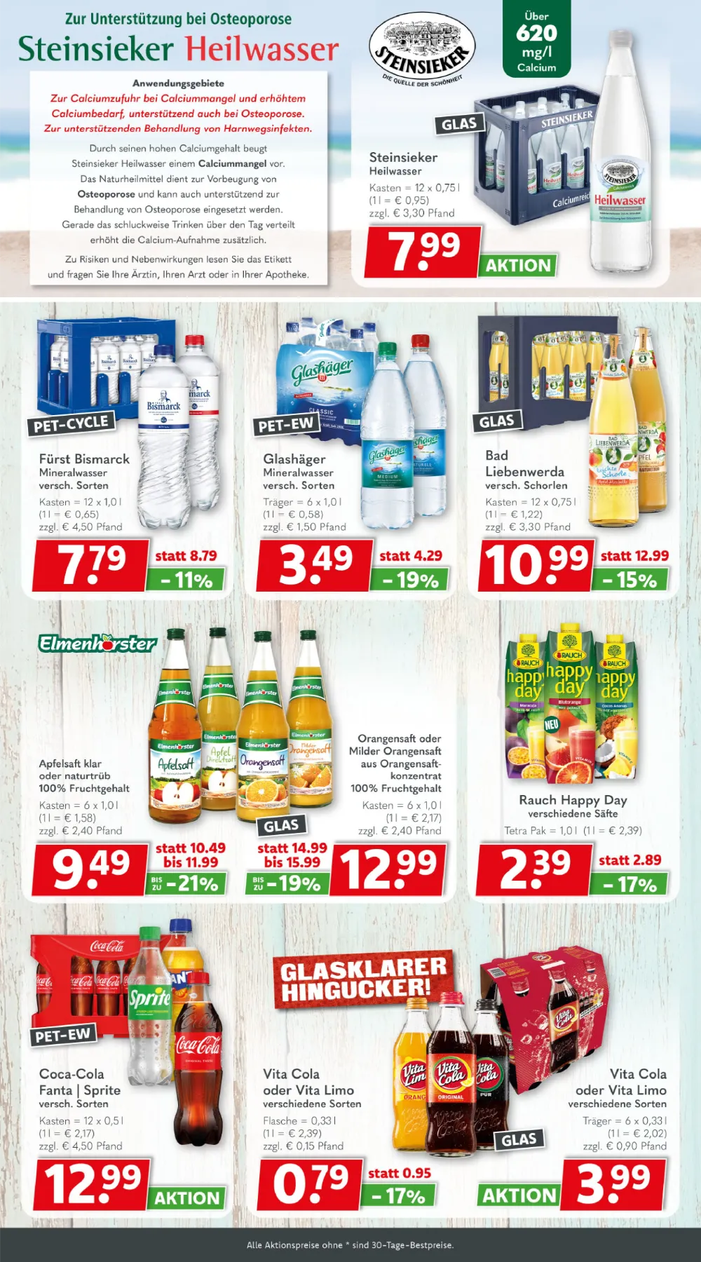Getränkeland Prospekt KW 42 Seite 4 mit Steinsieker Heilwasser, Fürst Bismarck, Glashäger, Elmenhorster & Coca-Cola