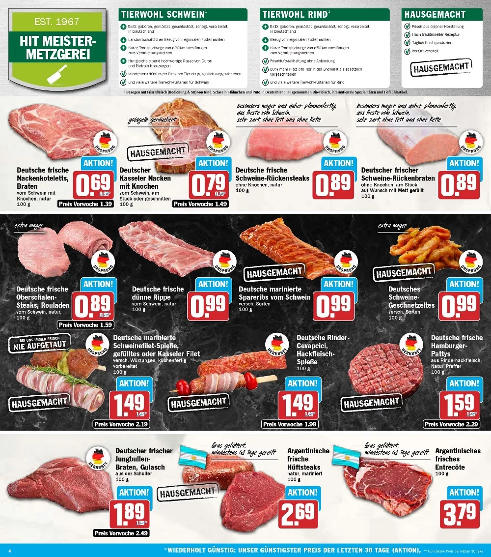 Hit Schrammel Prospekt KW 43 Seite 4 mit Schweinenackenkoteletts, Kasseler Nacken & Schweine-Rückensteaks