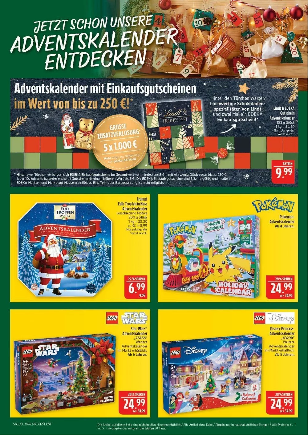 Marktkauf Hof Angebote KW 43 Seite 5 mit angeboten für Lindt Adventskalender, Trumpf Edle Tropfen & Pokémon Adventskalender
