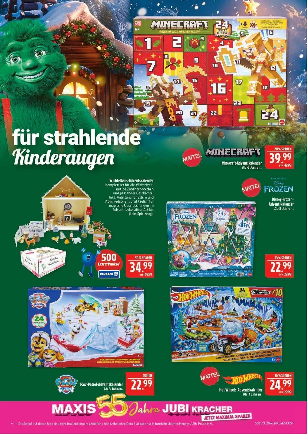 Marktkauf Hof Angebote KW 43 Seite 6 mit angeboten für Minecraft Adventskalender, Paw Patrol & Hot Wheels Adventskalender
