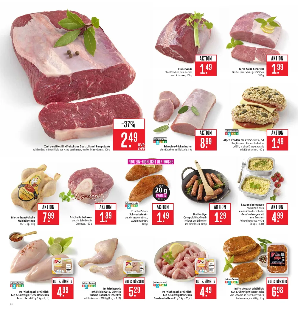 Marktkauf Südwest Prospekt KW 44, Seite 2 Rumpsteaks, Rinderwade, Kalbs-Schnitzel, Schweine-Rückenbraten und Cordon-bleu