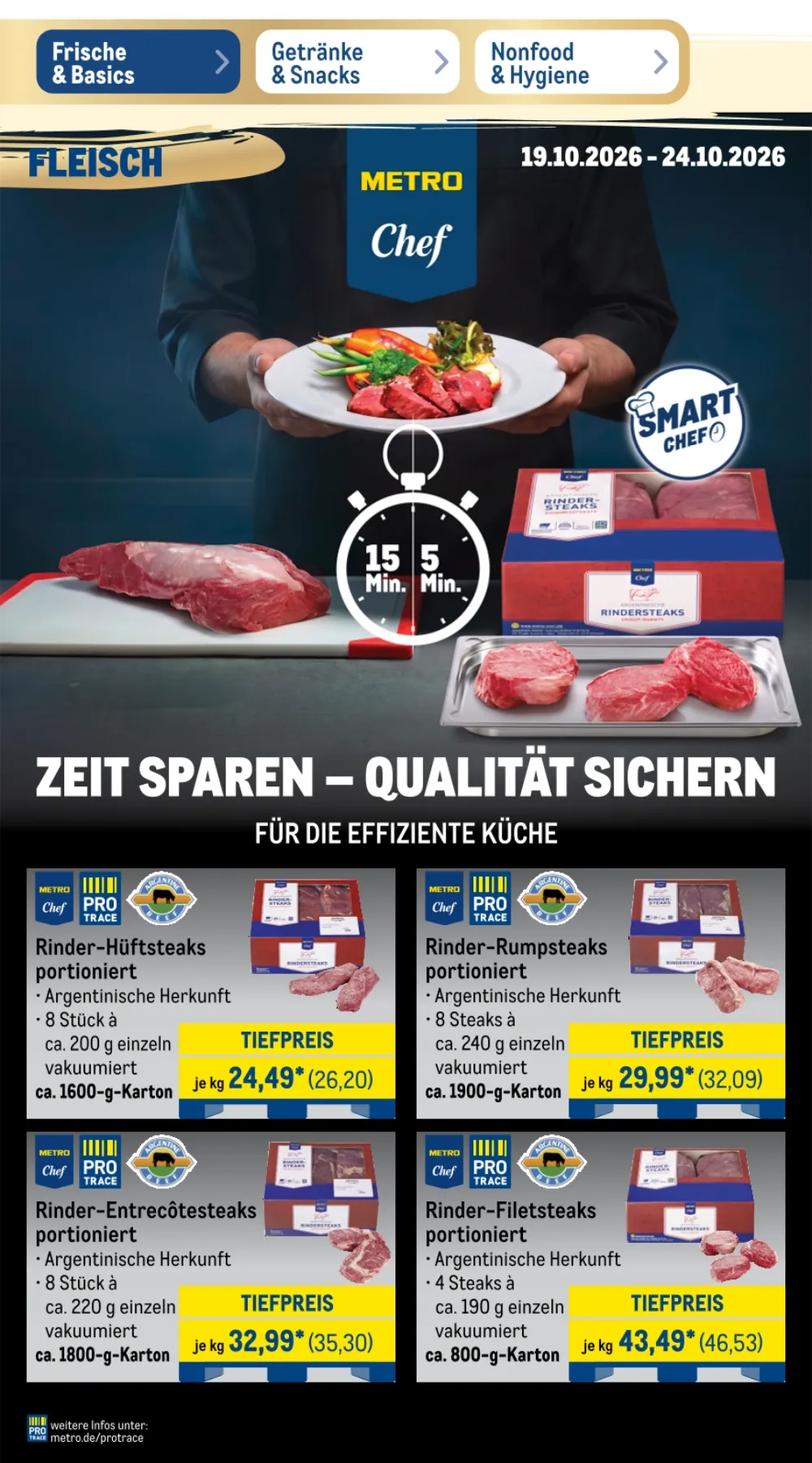 Metro Prospekt KW 43 Seite 2 mit Rinder-Hüftsteaks, Rinder-Rumpsteaks, Rinder-Entrecôtesteaks & Rinder-Filetsteaks