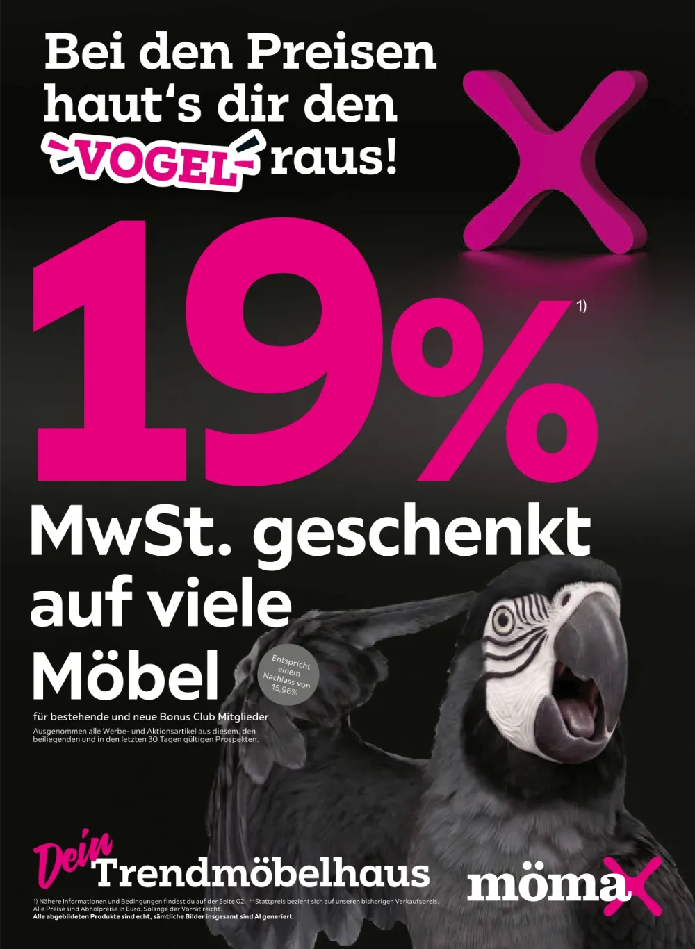 Mömax Prospekt ab 25.10.2026 Seite 1 mit 19% MwSt. geschenkt auf viele Möbel
