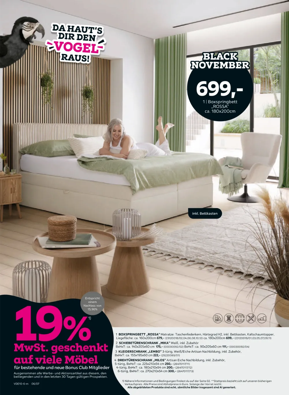 Mömax Prospekt KW 44-45 Seite 6 mit Boxspringbett, Schiebetürenschrank, Kleiderschrank und Drehtürenschrank