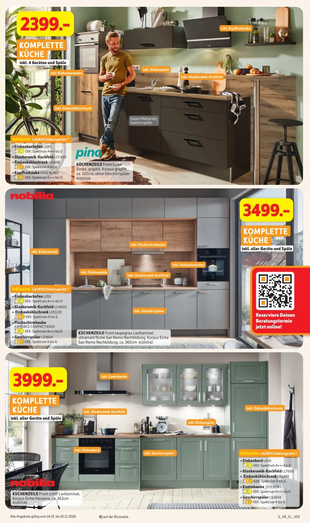 Sconto Angebote KW 42-45 Seite 3 mit Pino Küchenzeile Eiche Graphit, Nobilia Einbauküche & Nobilia Küchenzeile