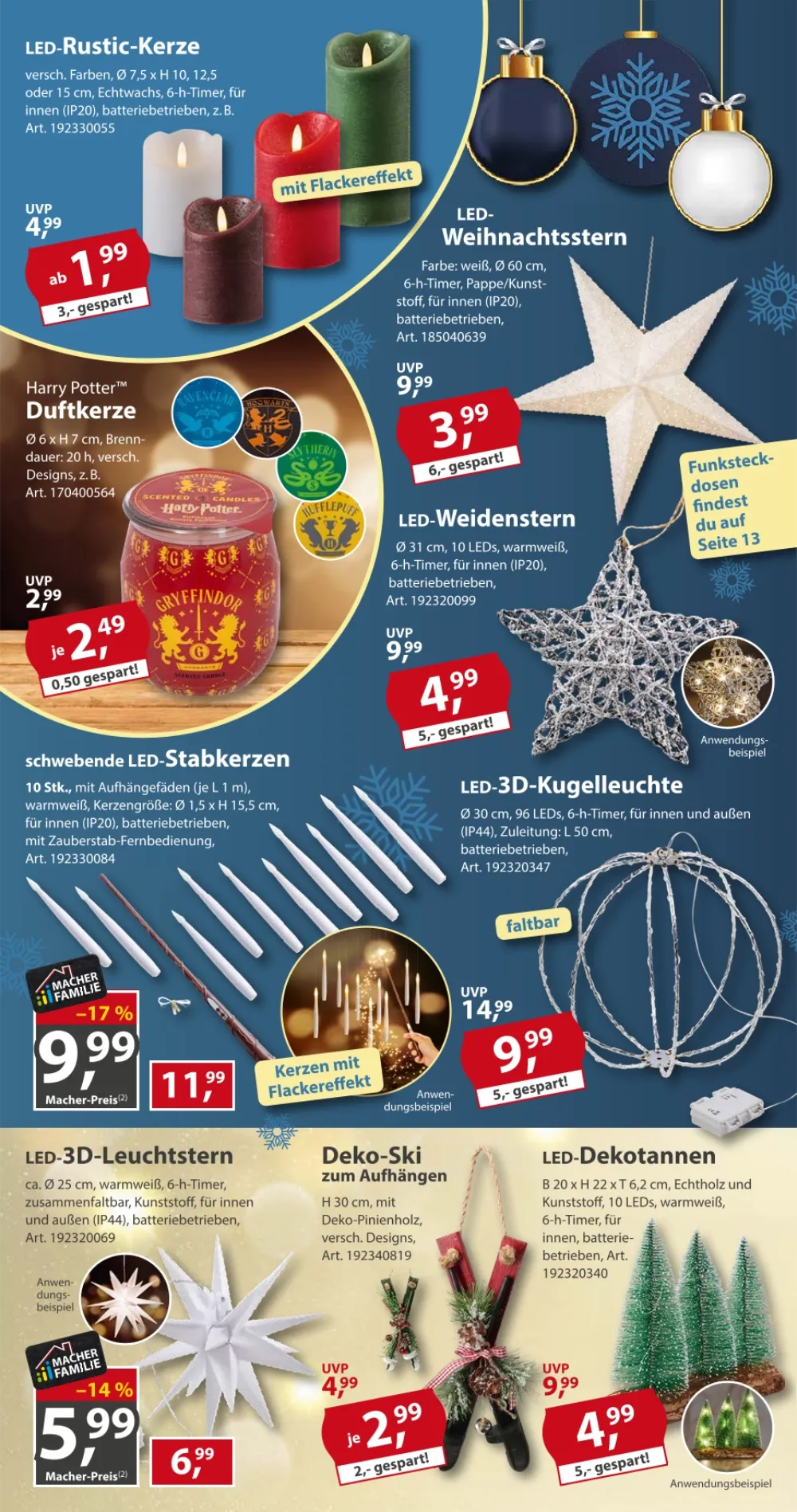 Sonderpreis Baumarkt Prospekt KW 43 Seite 2 mit LED-Rustic-Kerze, LED-Weihnachtsstern & Harry Potter Duftkerze