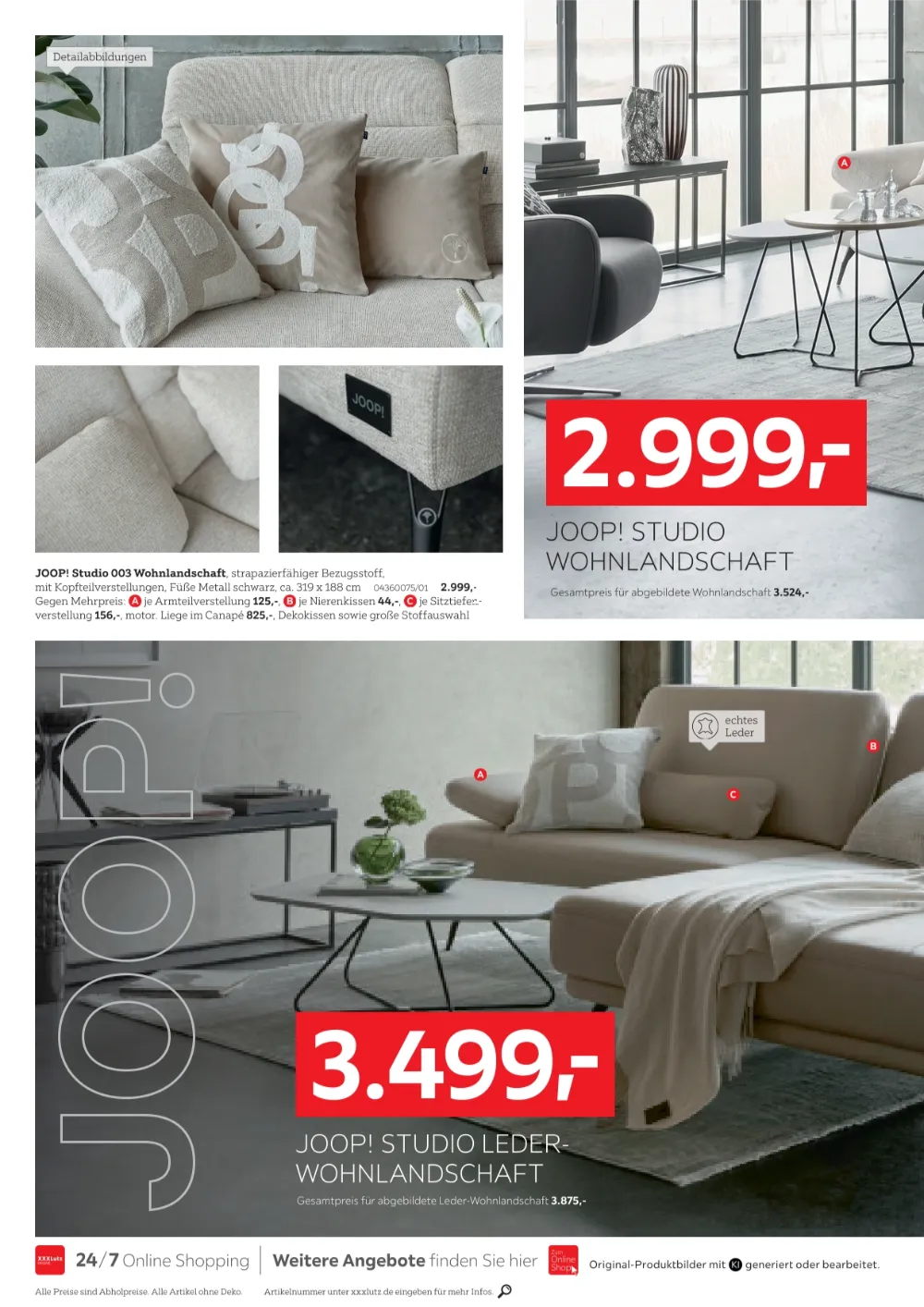 XXXLutz Joop Prospekt KW 43, Seite 2 JOOP! Studio Wohnlandschaft und Studio Leder-Wohnlandschaft