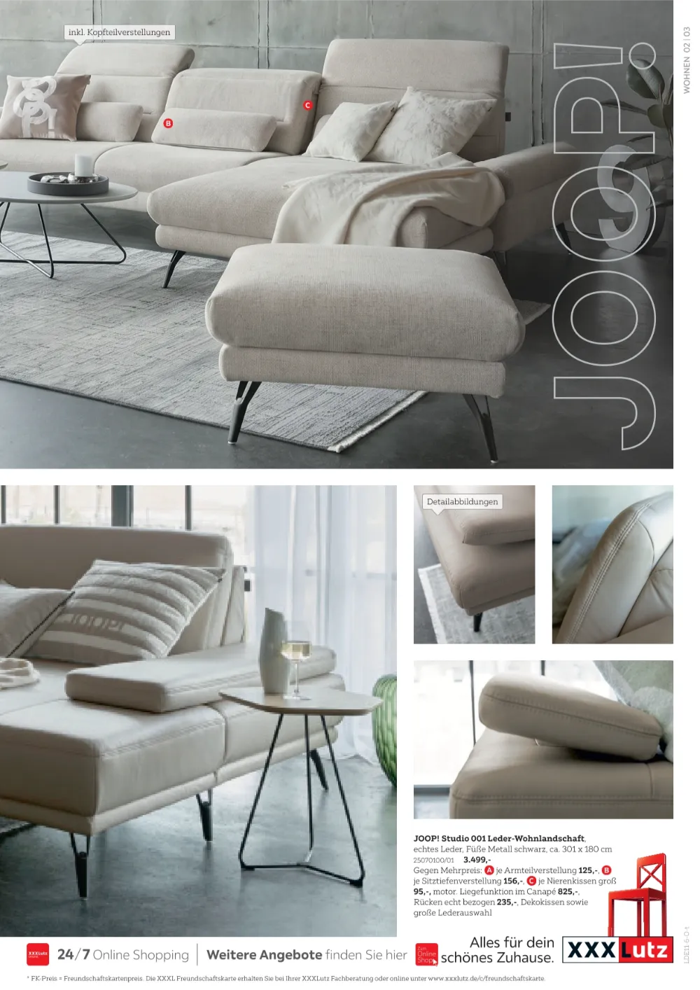 XXXLutz Joop Prospekt KW 43, Seite 3 JOOP! Studio 001 Leder-Wohnlandschaft und Hocker